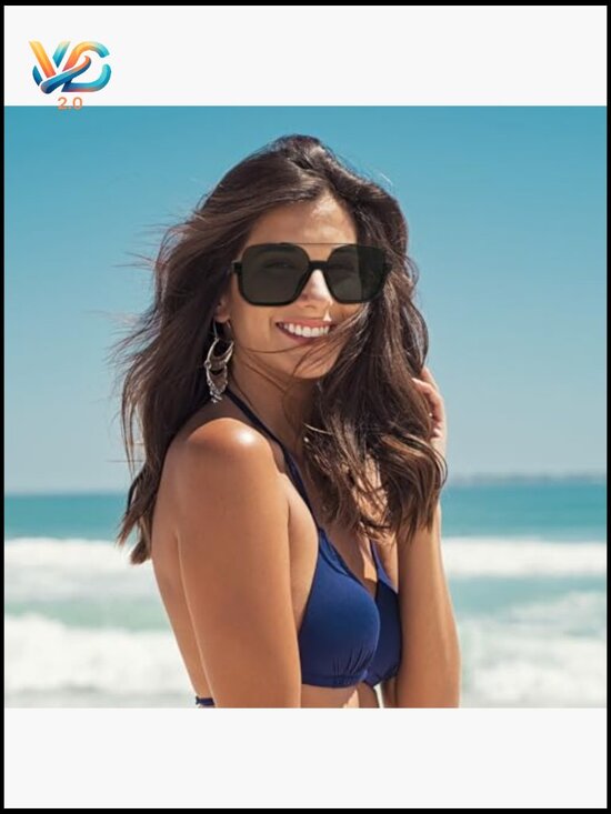 Retro Oversized Aviator Sunglasses Square Semi Rimless Trendy Shades main image 4